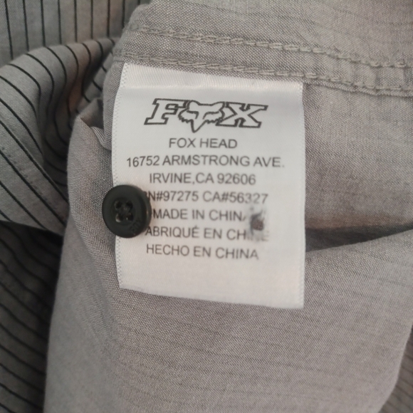 Fox Racing Shirt Mens XL Gray Stripes Button Down Short Sleeve Lightweight Moto - Picture 8 of 13